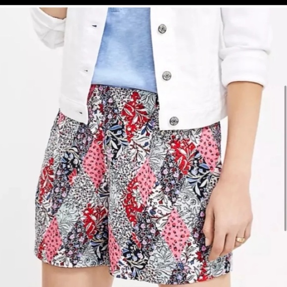 NWT Loft Patchwork Bloom Everyday Pocket Shirt and Pleated Shorts size Large SET - Picture 7 of 12